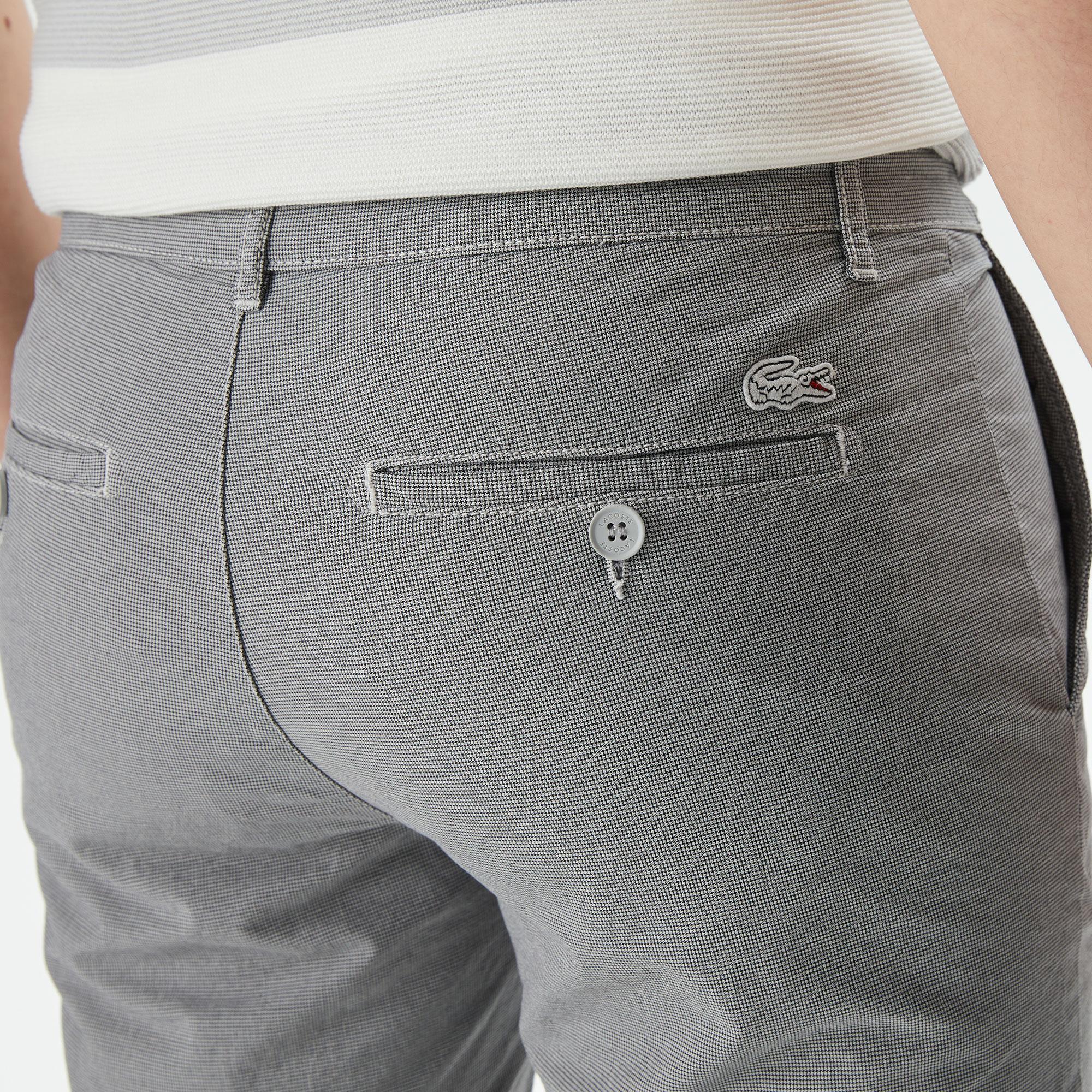 Erkek Slim Fit Desenli Gri Bermuda