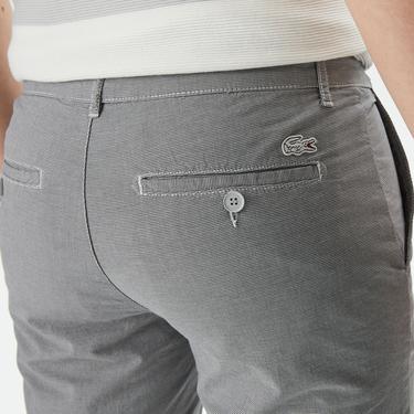  Erkek Slim Fit Desenli Gri Bermuda