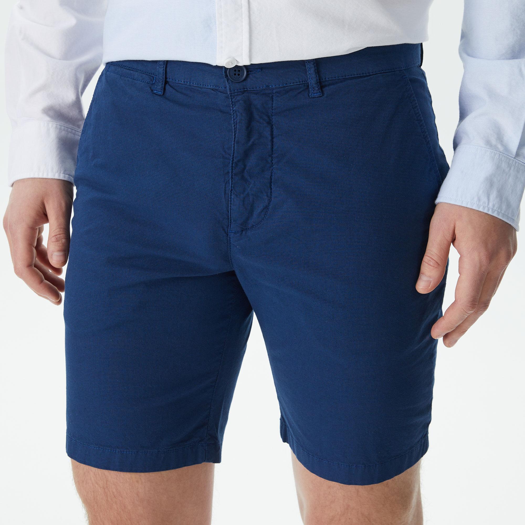 Erkek Slim Fit Lacivert Bermuda
