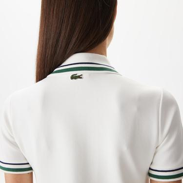  Kadın Straight Fit Yarım Fermuarlı Beyaz Elbise