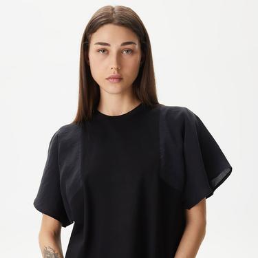  Kadın Loose Fit Bisiklet Yaka Siyah T-Shirt