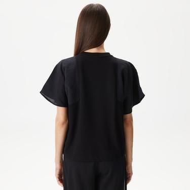  Kadın Loose Fit Bisiklet Yaka Siyah T-Shirt