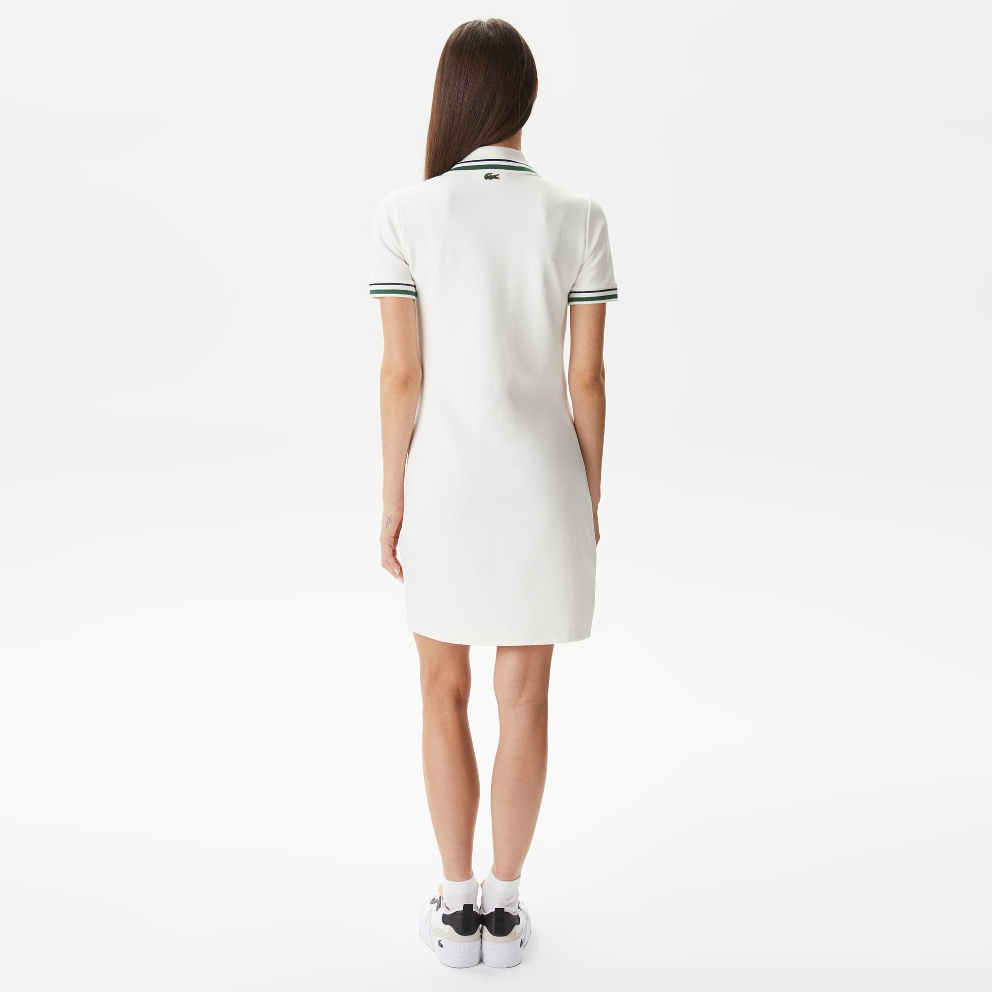 Kadın Straight Fit Yarım Fermuarlı Beyaz Elbise