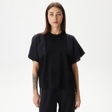  Kadın Loose Fit Bisiklet Yaka Siyah T-Shirt