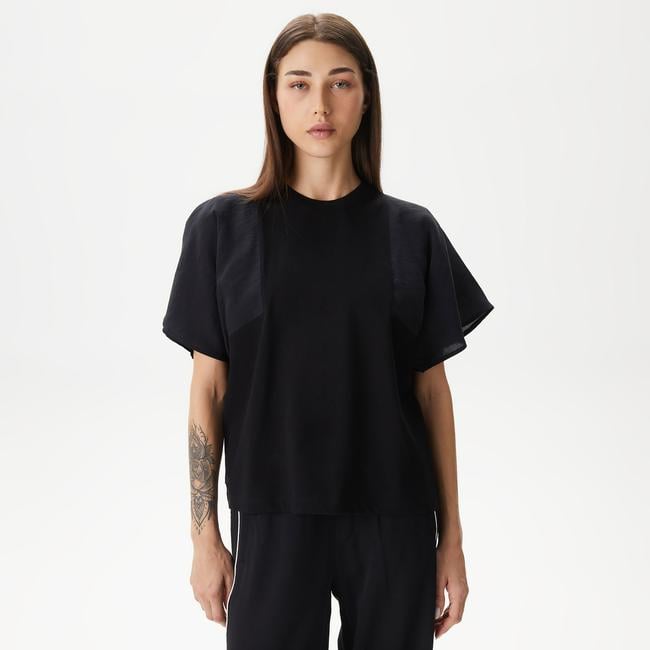  Kadın Loose Fit Bisiklet Yaka Siyah T-Shirt