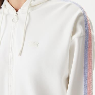  Kadın Relaxed Fit Kapüşonlu Beyaz Sweatshirt