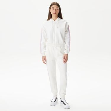  Kadın Relaxed Fit Kapüşonlu Beyaz Sweatshirt