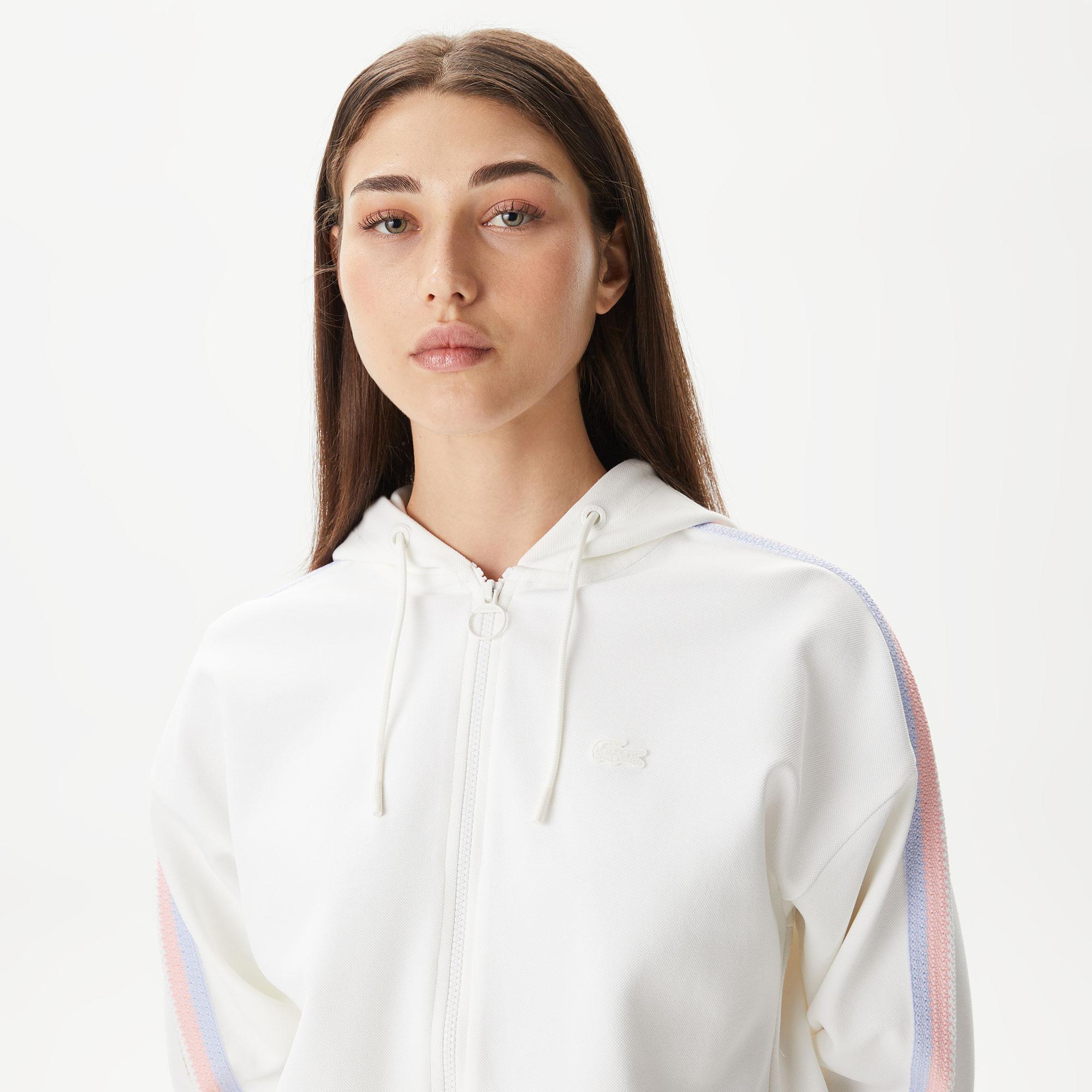 Kadın Relaxed Fit Kapüşonlu Beyaz Sweatshirt