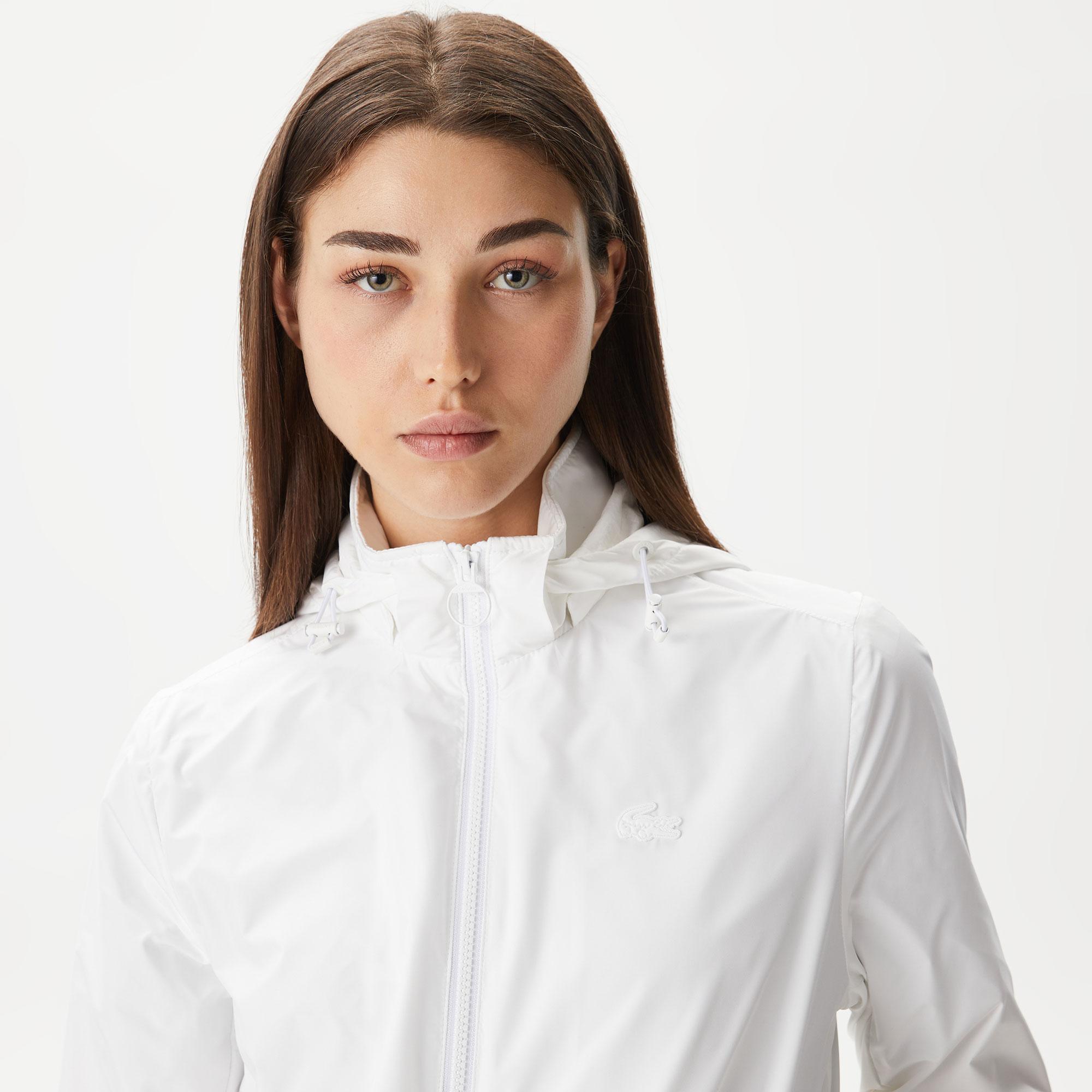 Kadın Kapüşonlu Beyaz Mont