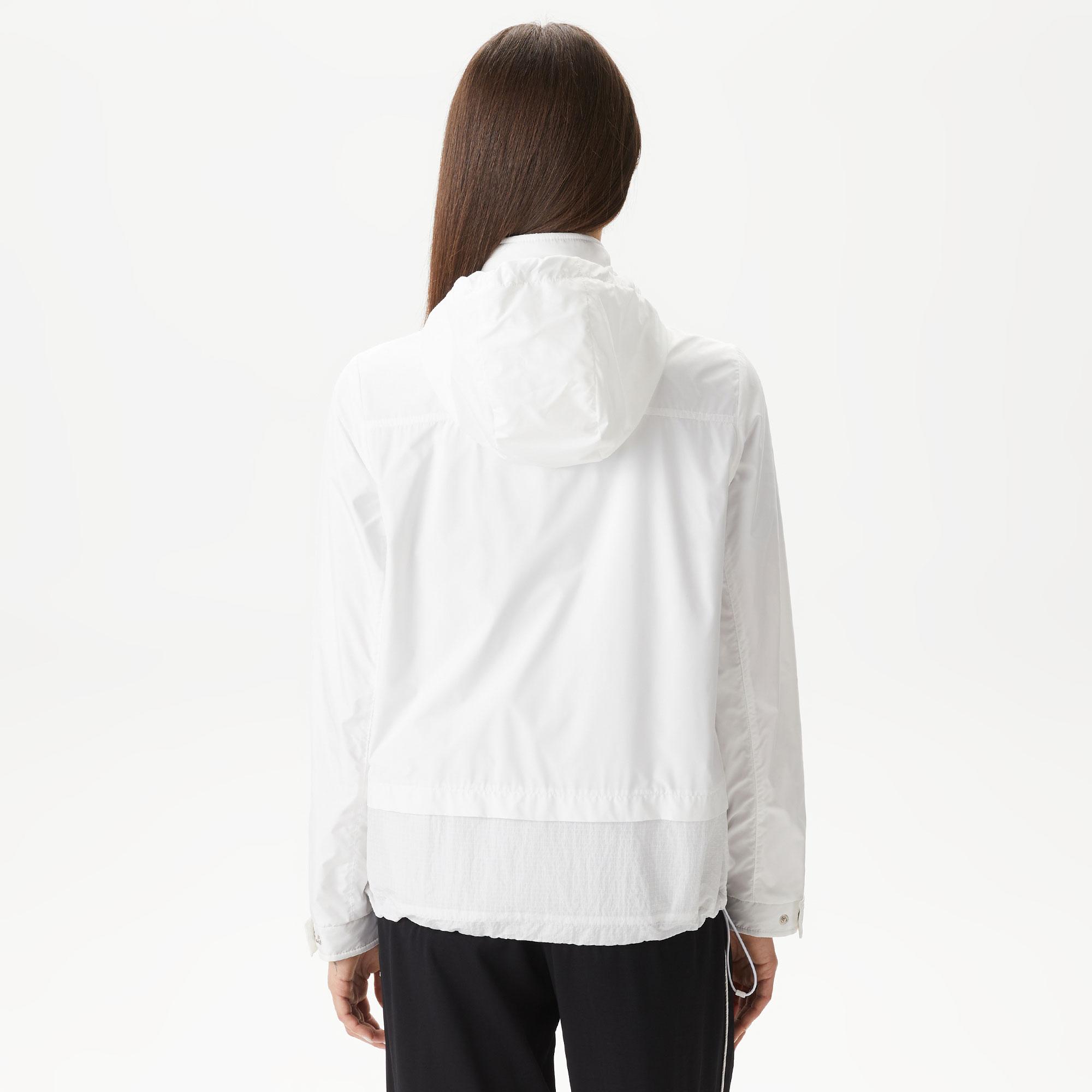 Kadın Kapüşonlu Beyaz Mont