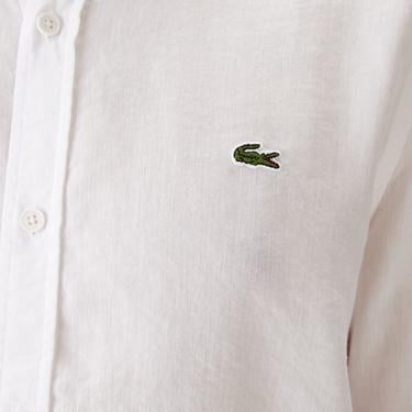  Lacoste Erkek Slim Fit Keten Beyaz Gömlek