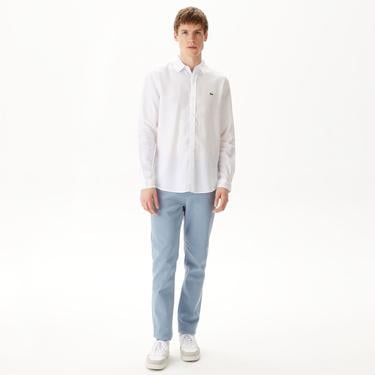  Lacoste Erkek Slim Fit Keten Beyaz Gömlek