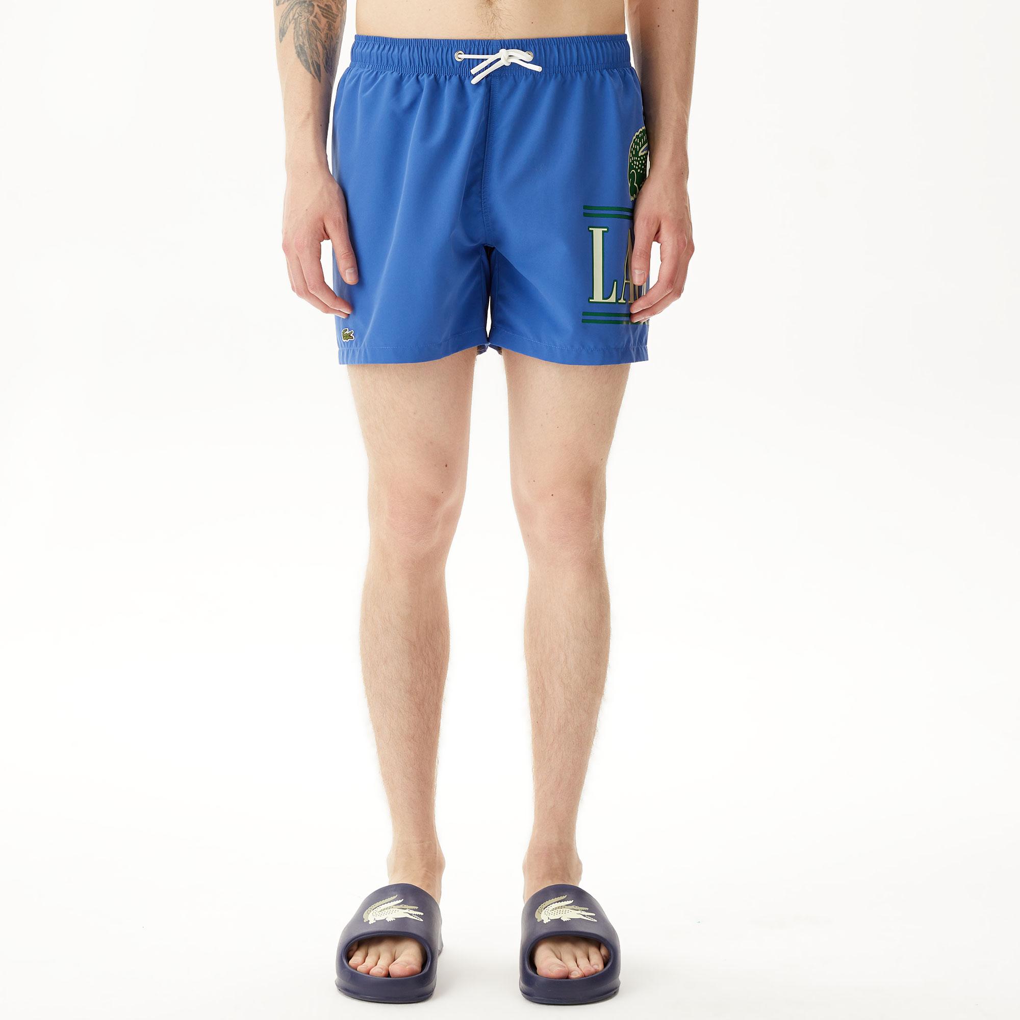 Erkek Baskılı Mavi Mayo Şort