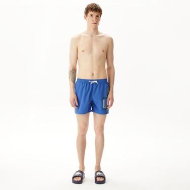  Erkek Baskılı Mavi Mayo Şort