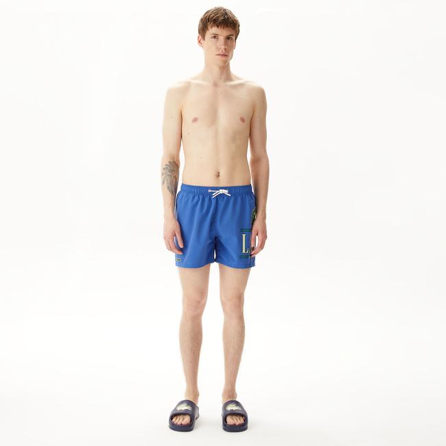  Erkek Baskılı Mavi Mayo Şort