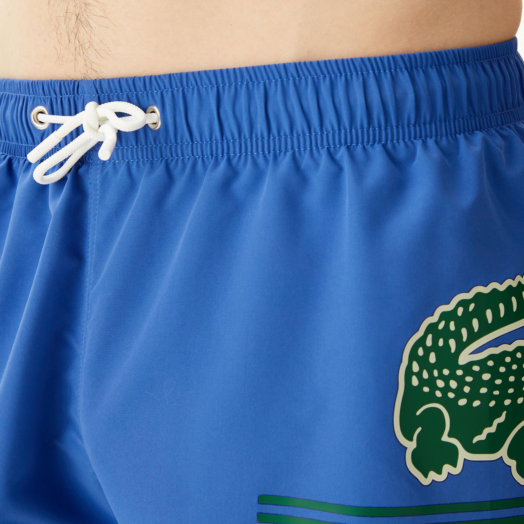 Erkek Baskılı Mavi Mayo Şort