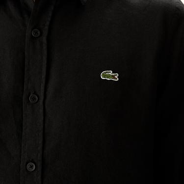  Erkek Slim Fit Keten Siyah Gömlek
