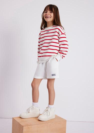  Mavi Mavi Logo Baskılı Beyaz Şort 7410002-70057