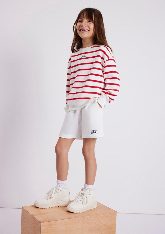  Mavi Mavi Logo Baskılı Beyaz Şort 7410002-70057