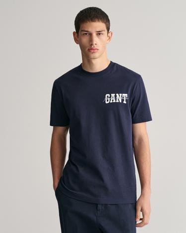  GANT Erkek Lacivert Regular Fit Bisiklet Yaka Logolu T-shirt