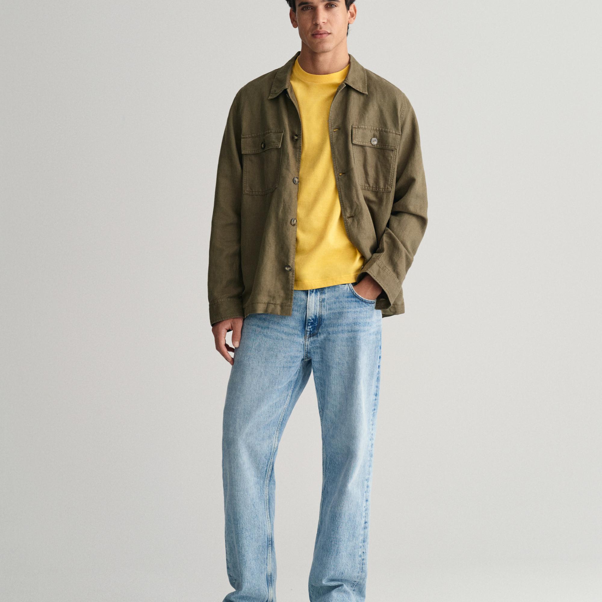 GANT Erkek Sarı Regular Fit Bisiklet Yaka Logolu T-shirt