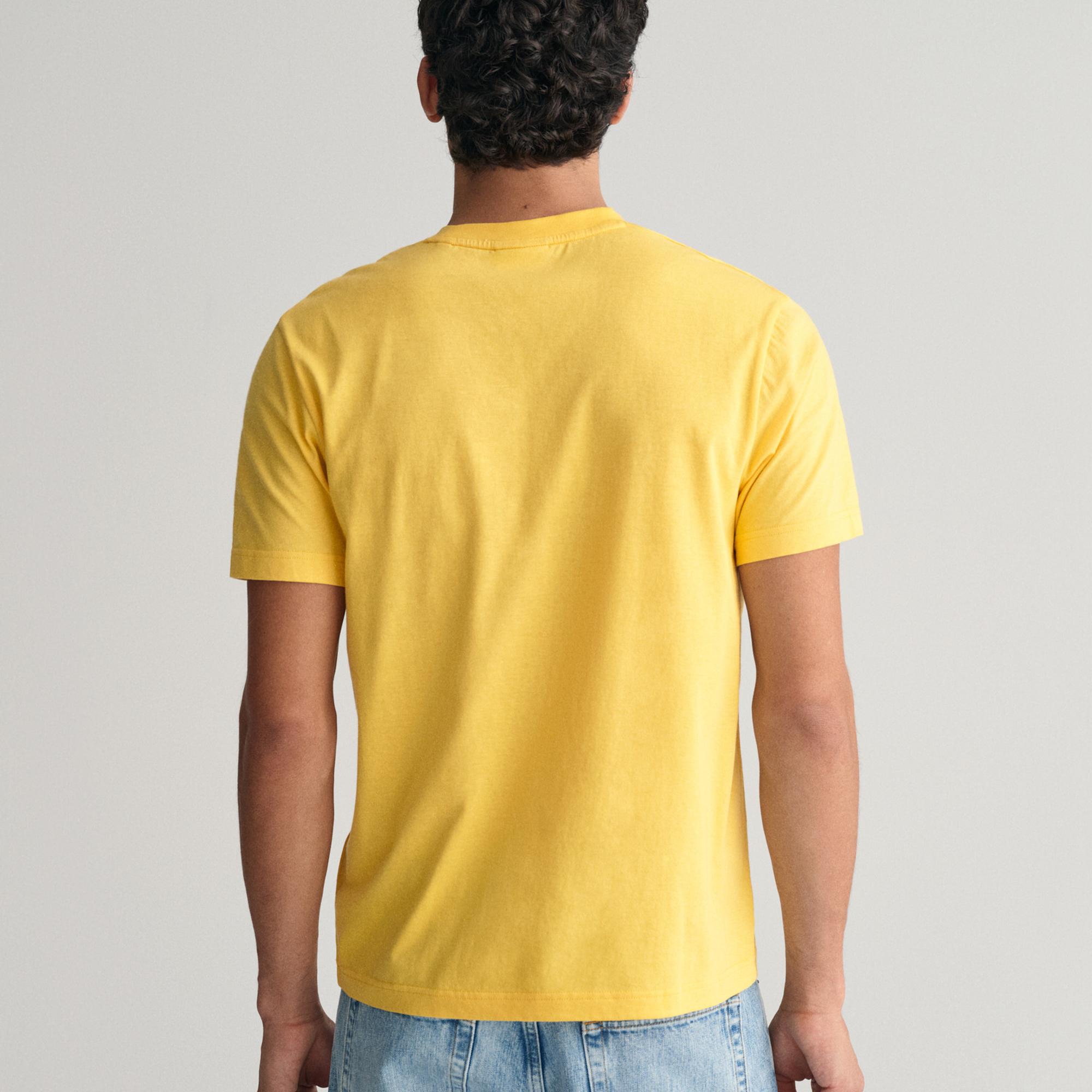 GANT Erkek Sarı Regular Fit Bisiklet Yaka Logolu T-shirt
