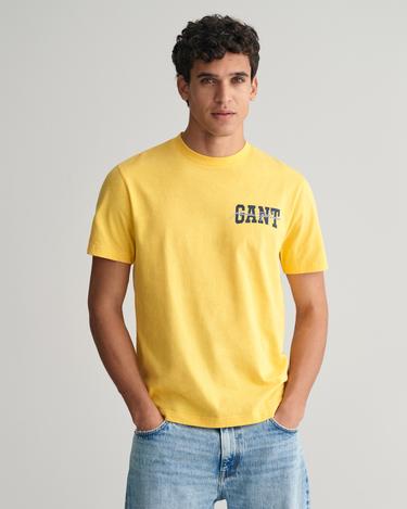  GANT Erkek Sarı Regular Fit Bisiklet Yaka Logolu T-shirt