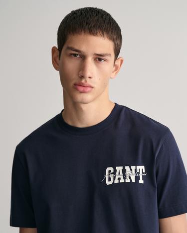  GANT Erkek Lacivert Regular Fit Bisiklet Yaka Logolu T-shirt