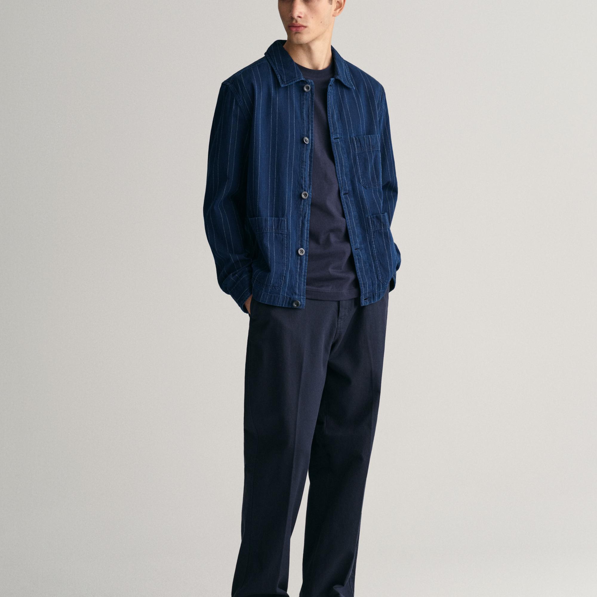 GANT Erkek Lacivert Regular Fit Bisiklet Yaka Logolu T-shirt