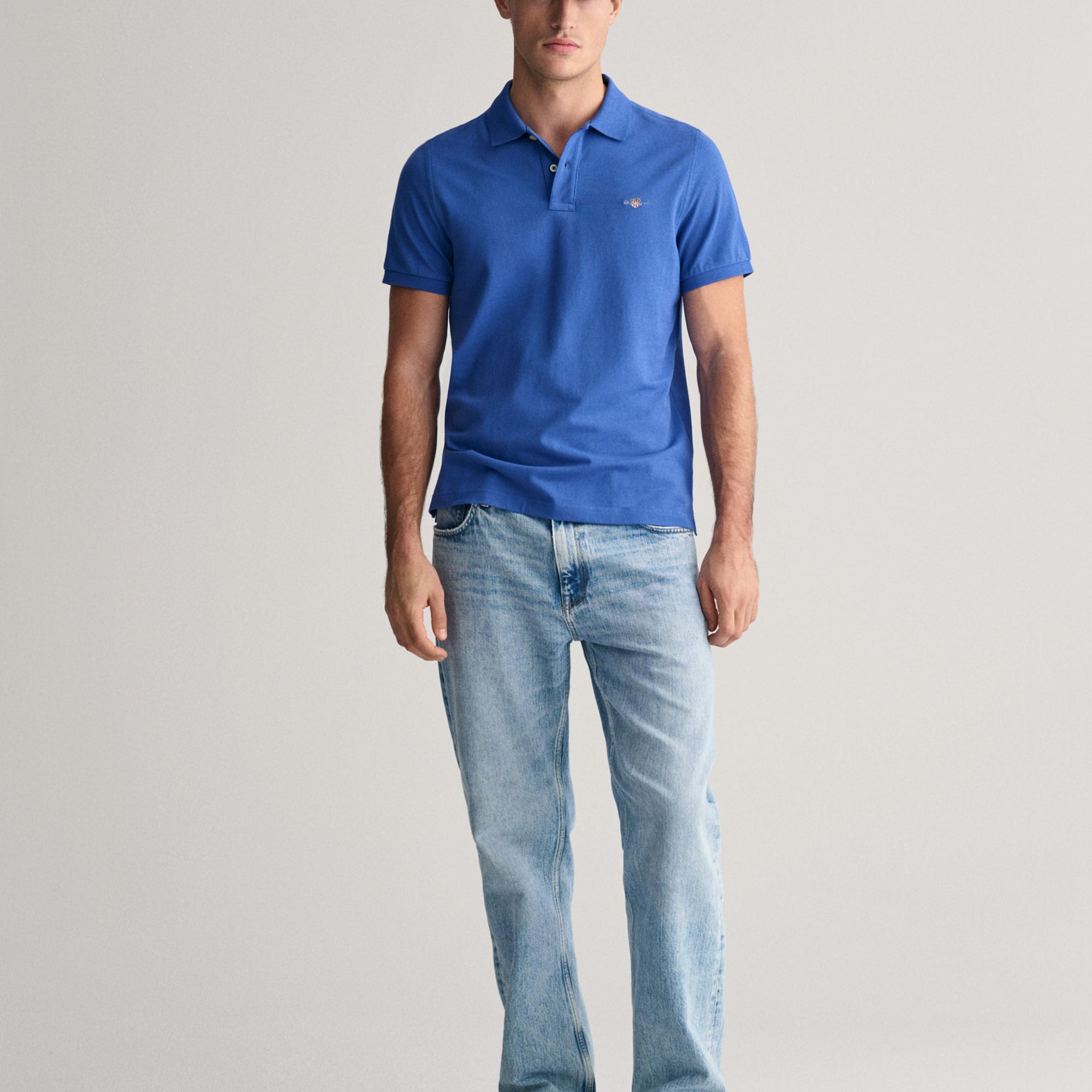 GANT Erkek Mavi Regular Fit Polo
