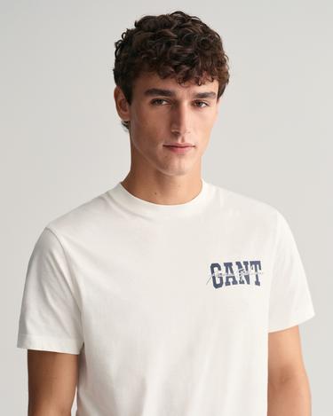  GANT Erkek Krem Regular Fit Bisiklet Yaka Logolu T-shirt