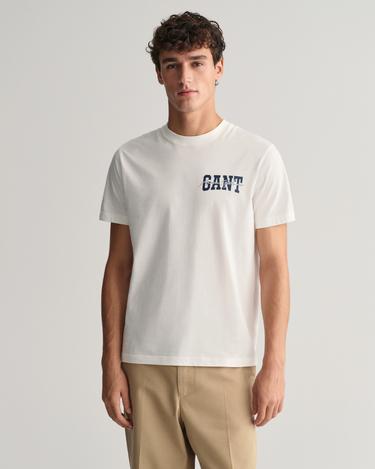  GANT Erkek Krem Regular Fit Bisiklet Yaka Logolu T-shirt