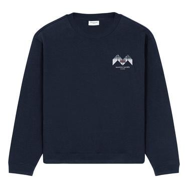  Maison Sacrée Sur La Neige Lacivert Baskılı Sweatshirt