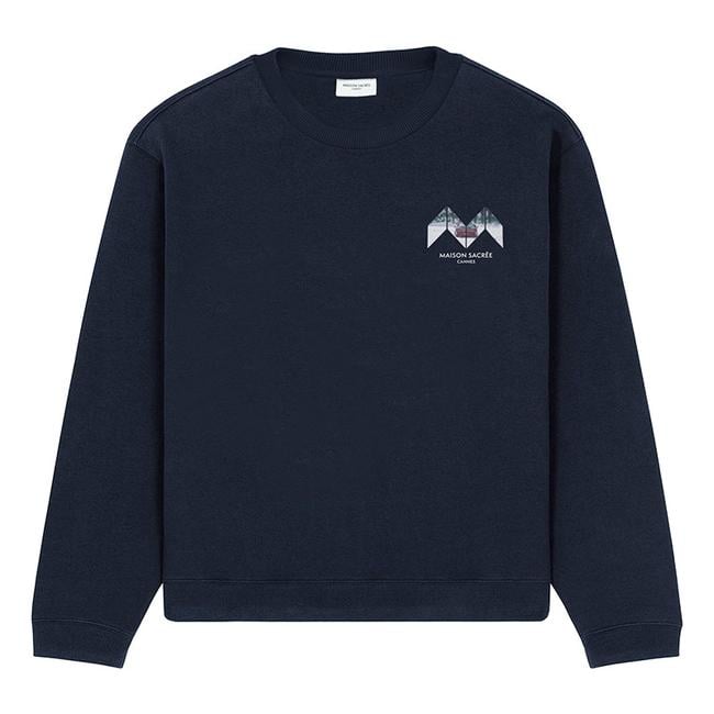  Maison Sacrée Sur La Neige Lacivert Baskılı Sweatshirt