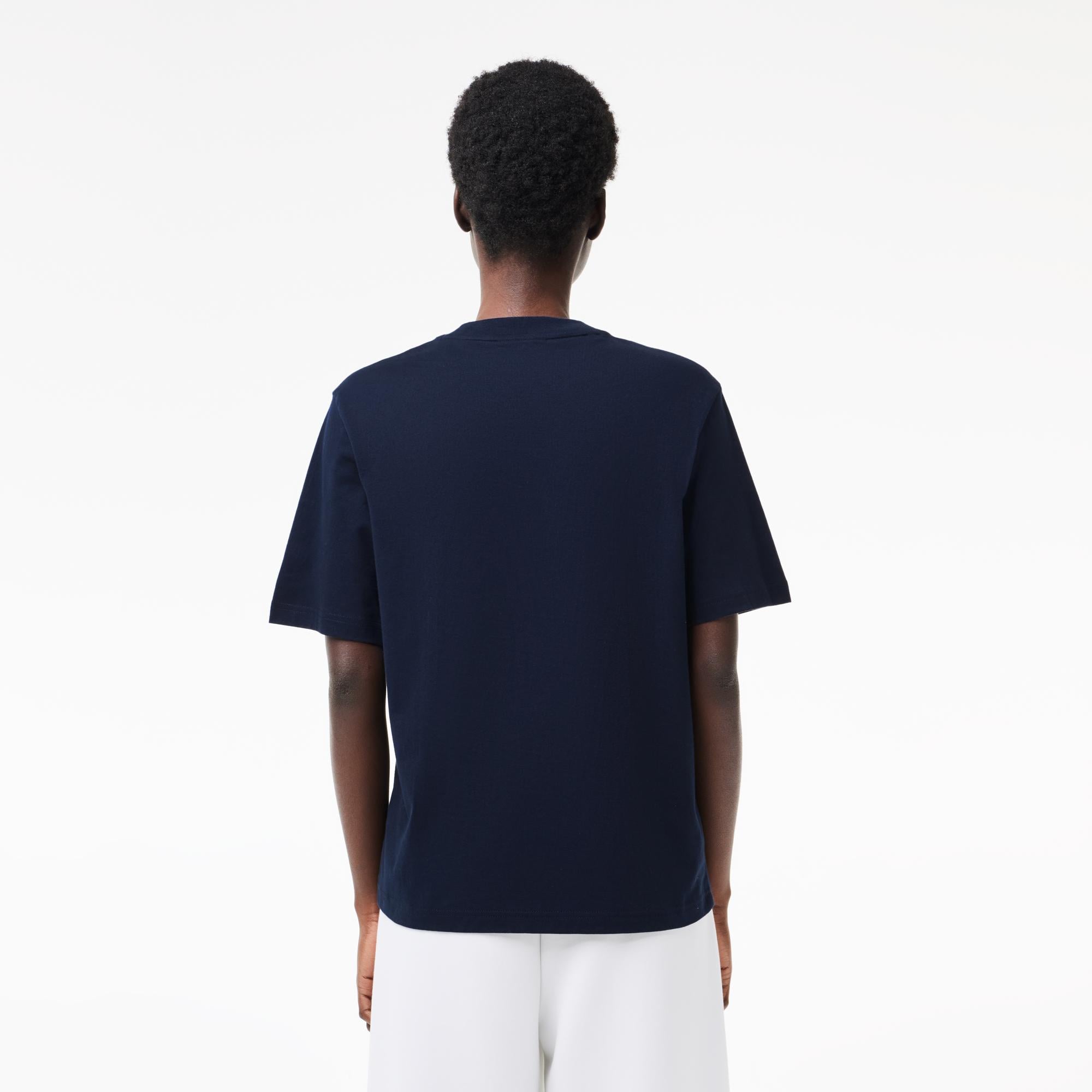 Lacoste Kadın Relaxed Fit Bisiklet Yaka Lacivert T-Shirt