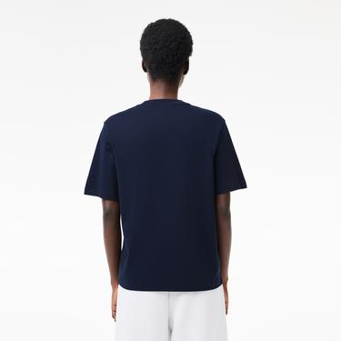  Lacoste Kadın Relaxed Fit Bisiklet Yaka Lacivert T-Shirt