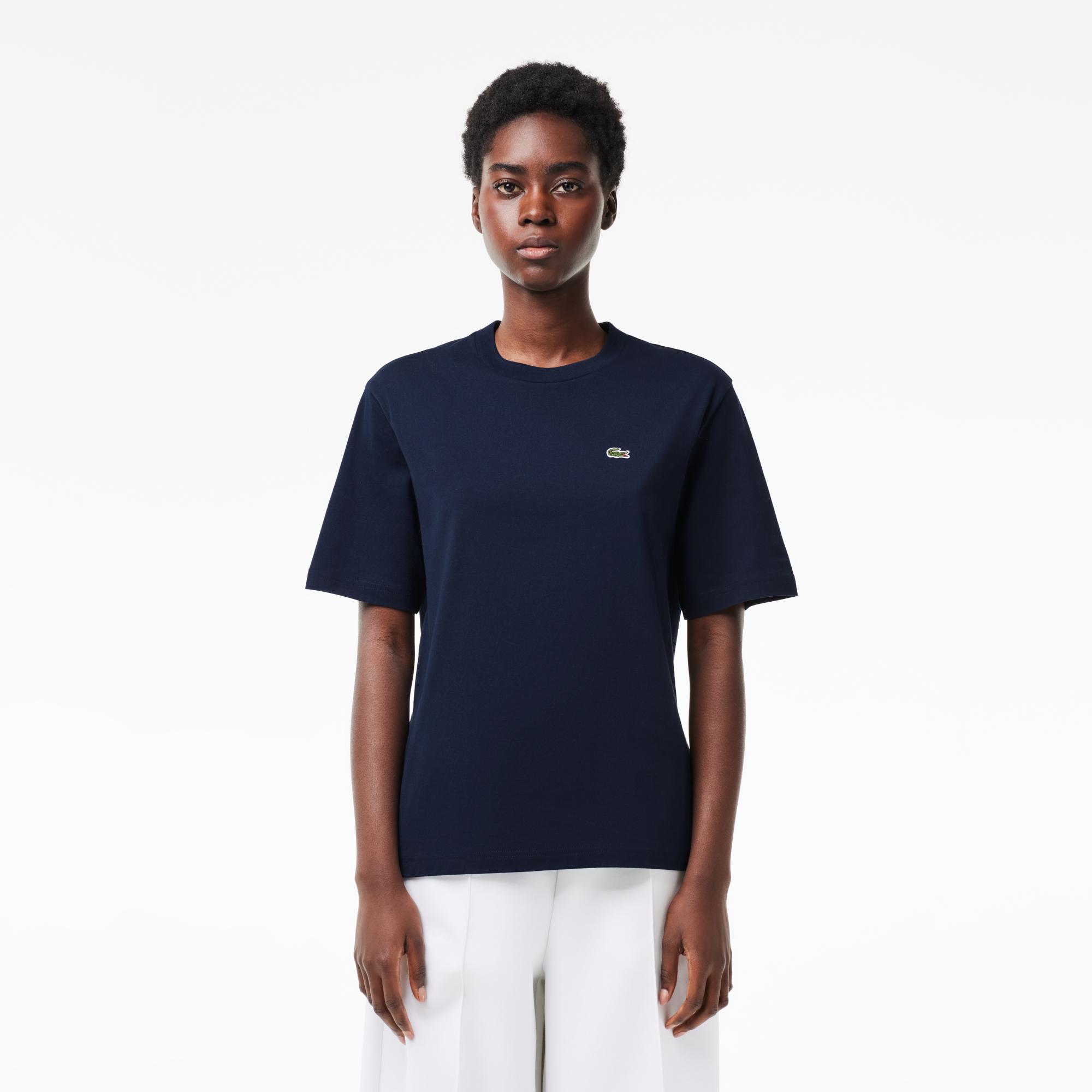Lacoste Kadın Relaxed Fit Bisiklet Yaka Lacivert T-Shirt