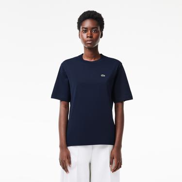  Lacoste Kadın Relaxed Fit Bisiklet Yaka Lacivert T-Shirt
