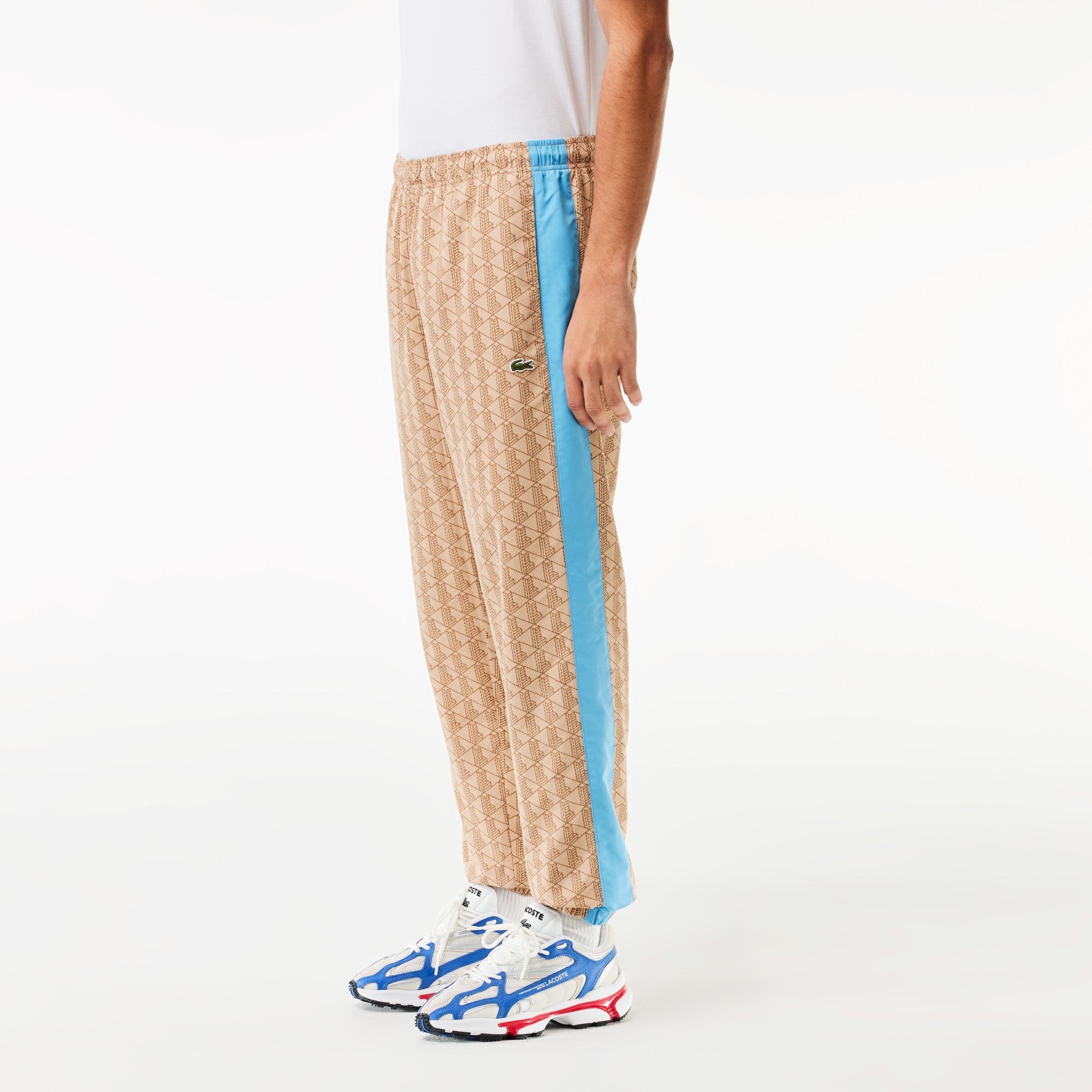 Erkek Regular Fit Monogram Bej Eşofman Altı