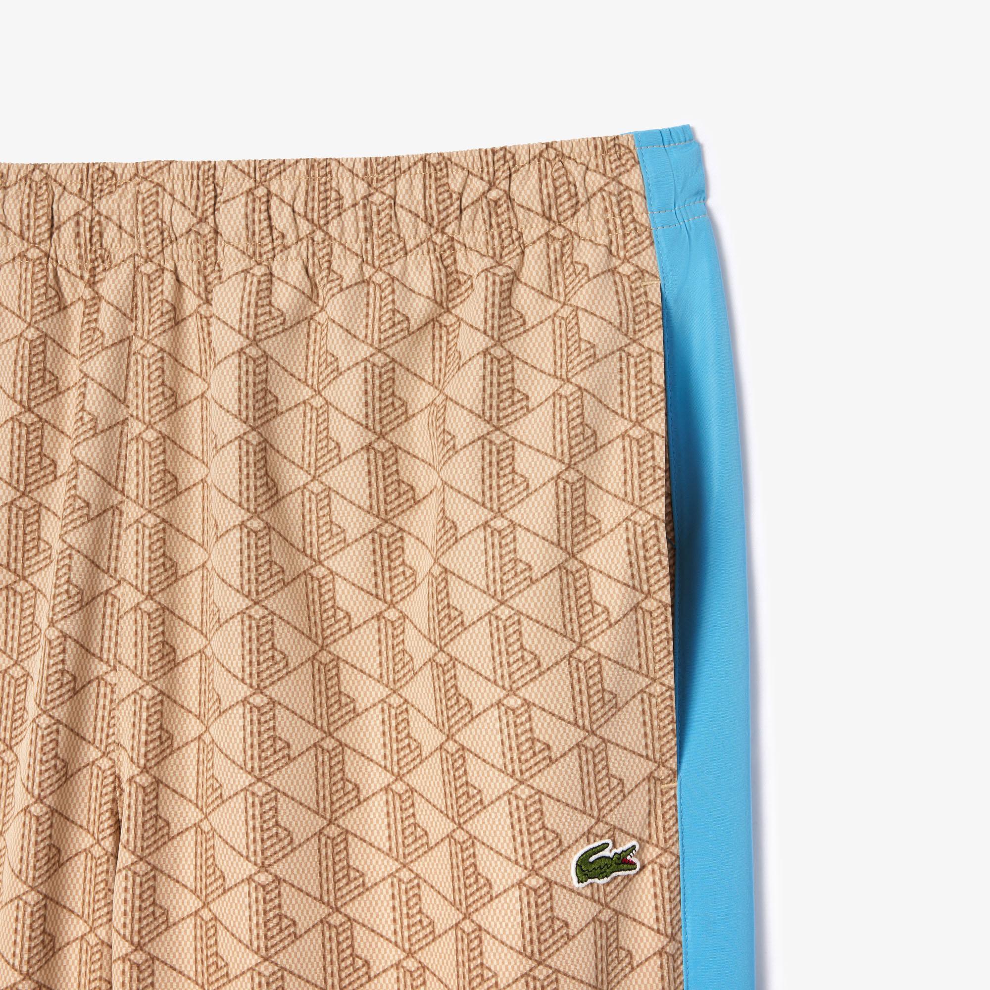 Erkek Regular Fit Monogram Bej Eşofman Altı