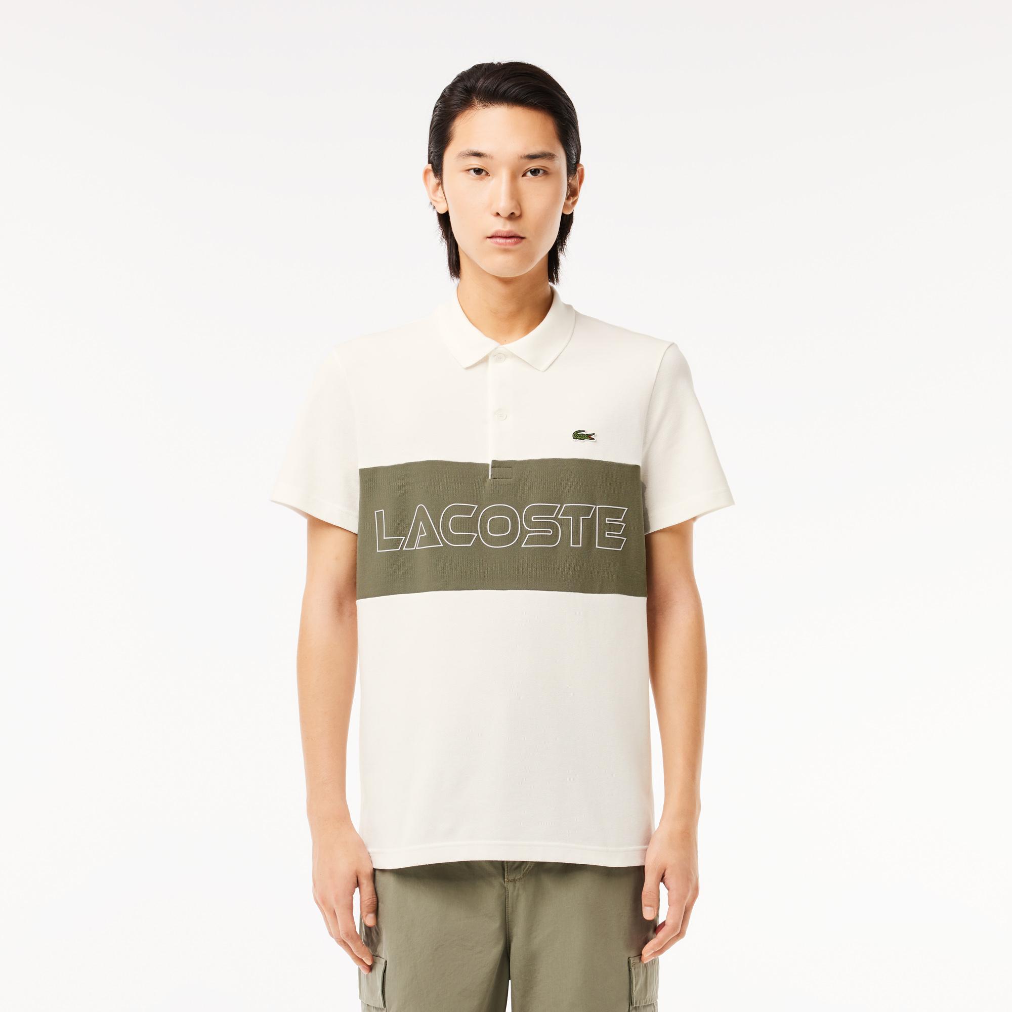 Erkek Regular Fit Renk Bloklu Krem Polo