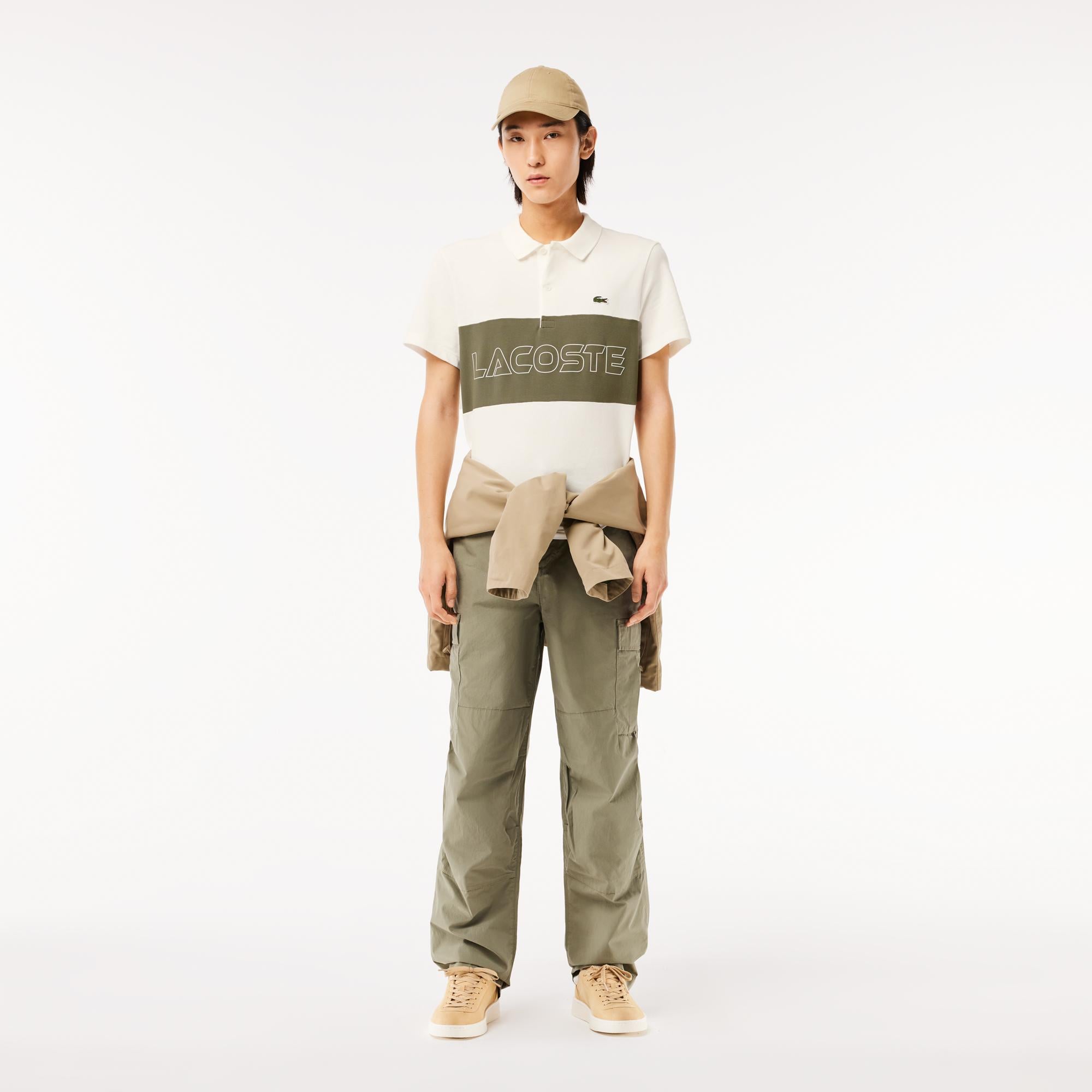 Erkek Regular Fit Renk Bloklu Krem Polo