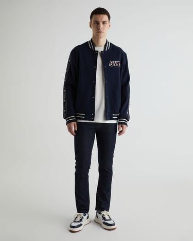  GANT Erkek Lacivert Hakim Yaka Logolu Bomber Ceket