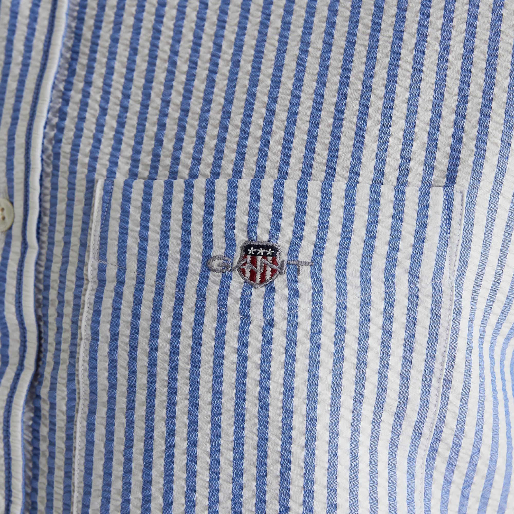 GANT Erkek Mavi Regular Fit Klasik Yaka Çizgili Gömlek