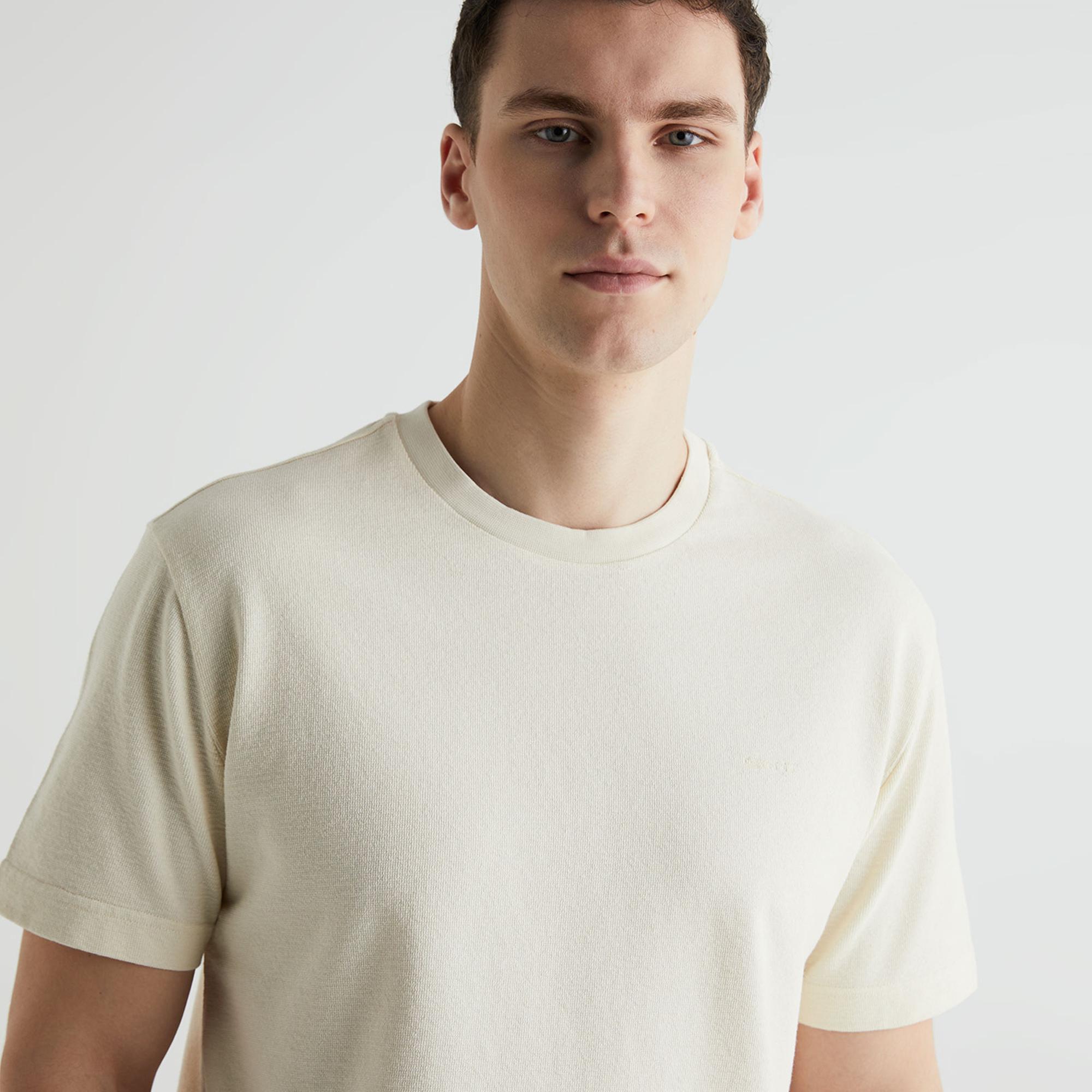 GANT Erkek Krem Regular Fit Bisiklet Yaka T-shirt