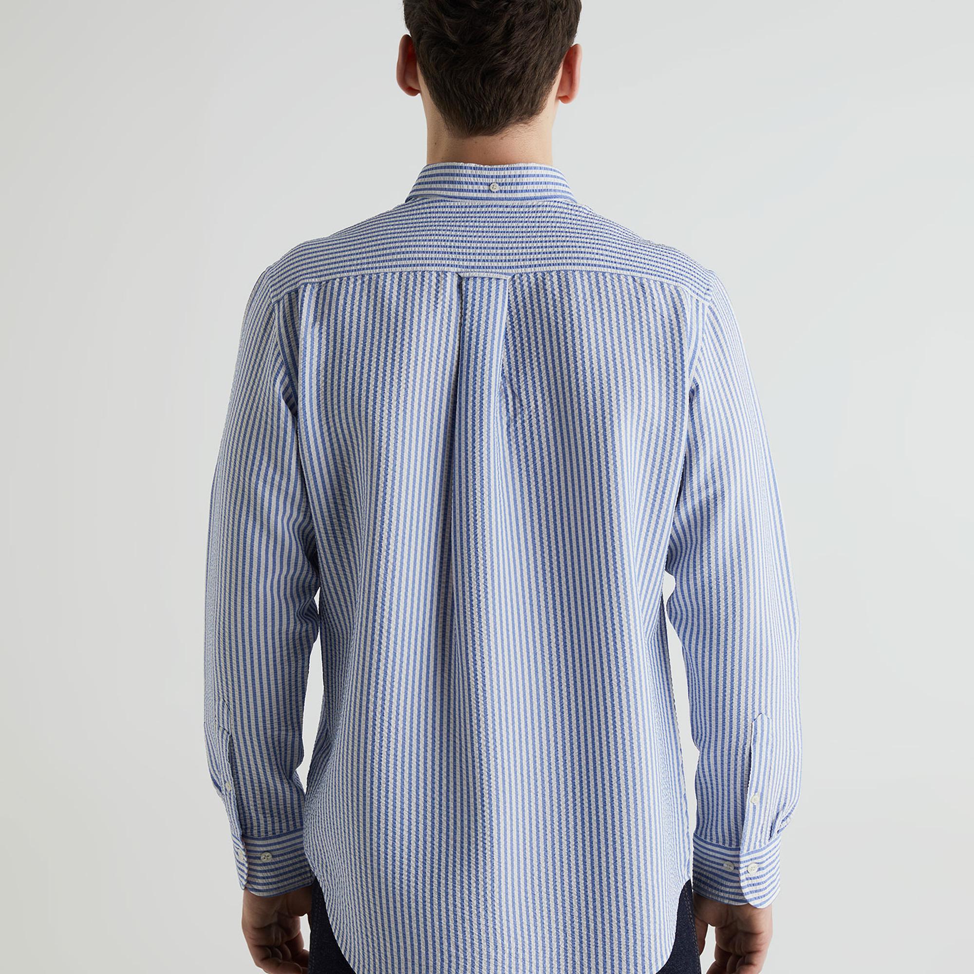 GANT Erkek Mavi Regular Fit Klasik Yaka Çizgili Gömlek