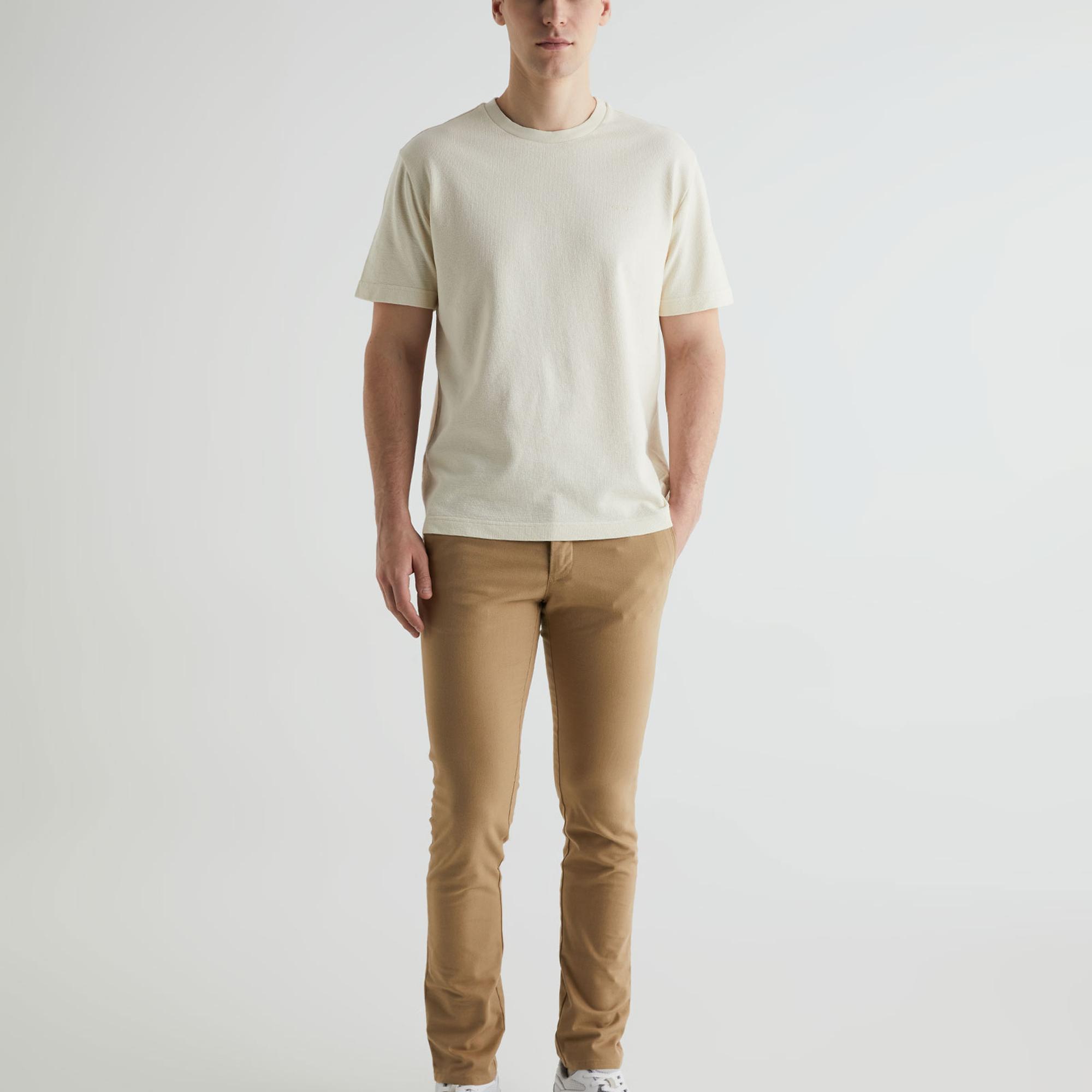 GANT Erkek Krem Regular Fit Bisiklet Yaka T-shirt