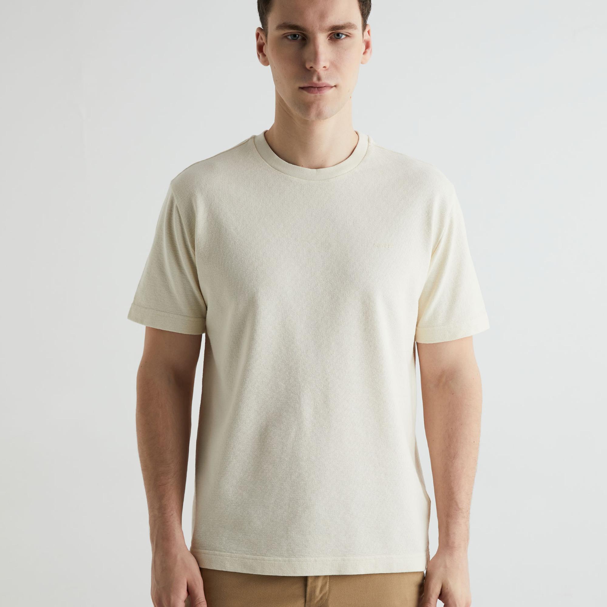 GANT Erkek Krem Regular Fit Bisiklet Yaka T-shirt
