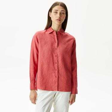  Kadın Keten Kırmızı Gömlek