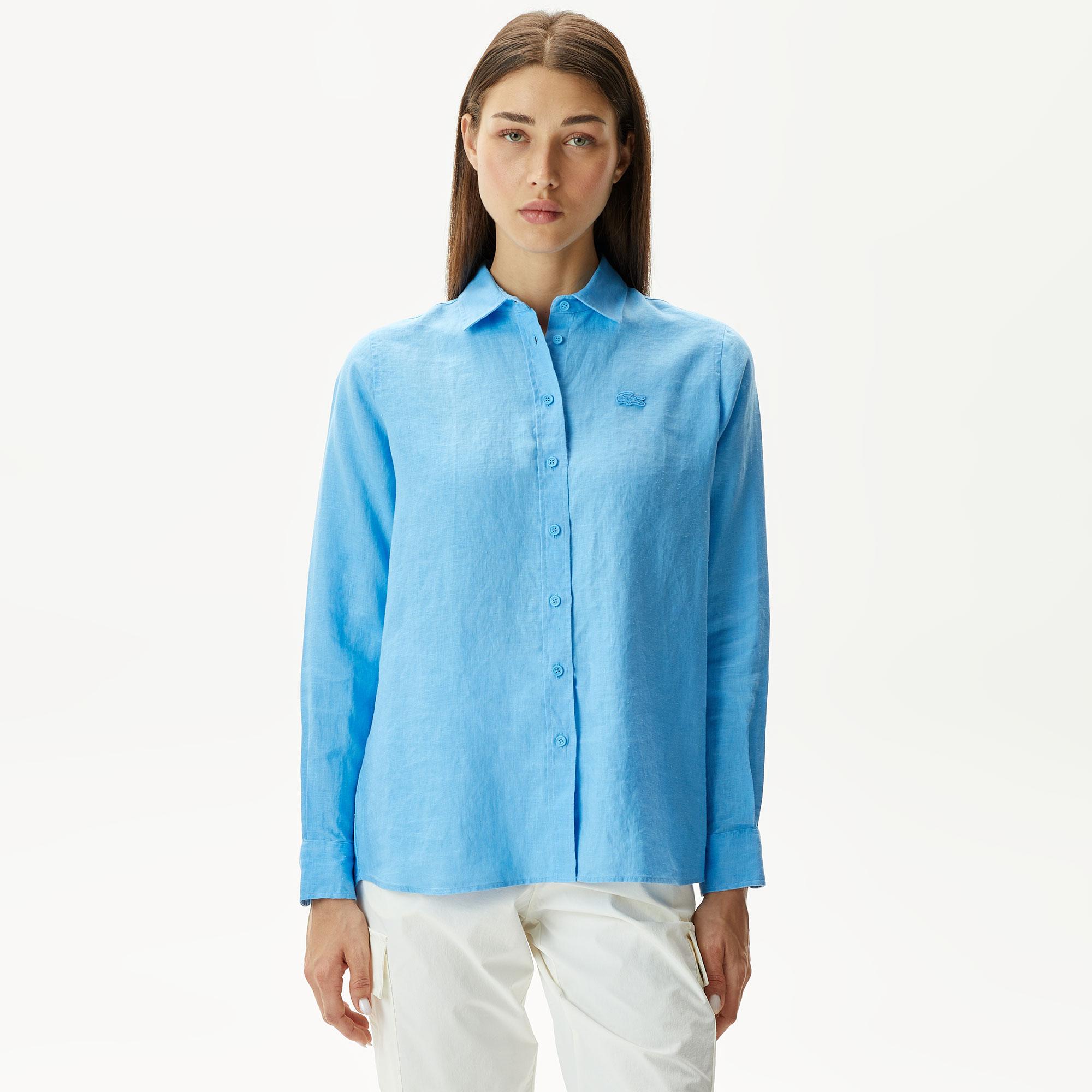 Lacoste Kadın Relaxed Fit Mavi Gömlek